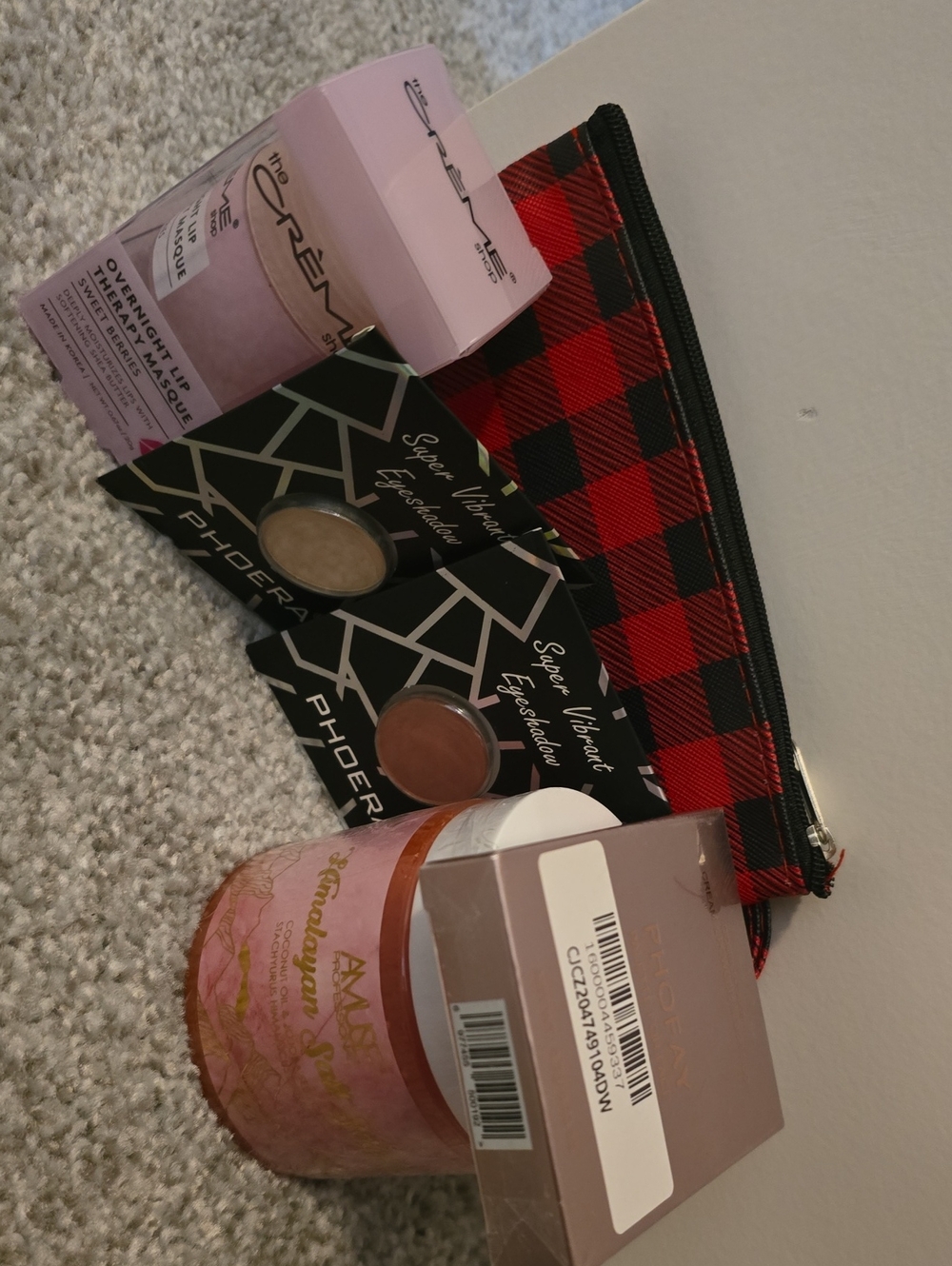 Beauty Bundle with Red Plaid Makeup Bag